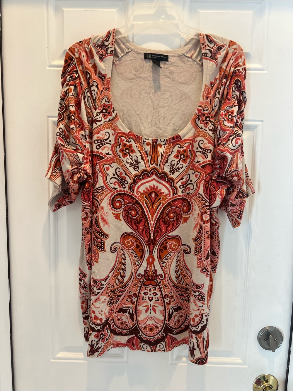 Inc International Concepts Womens 3X Bohemian Tunic Blouse Brown Orange #896